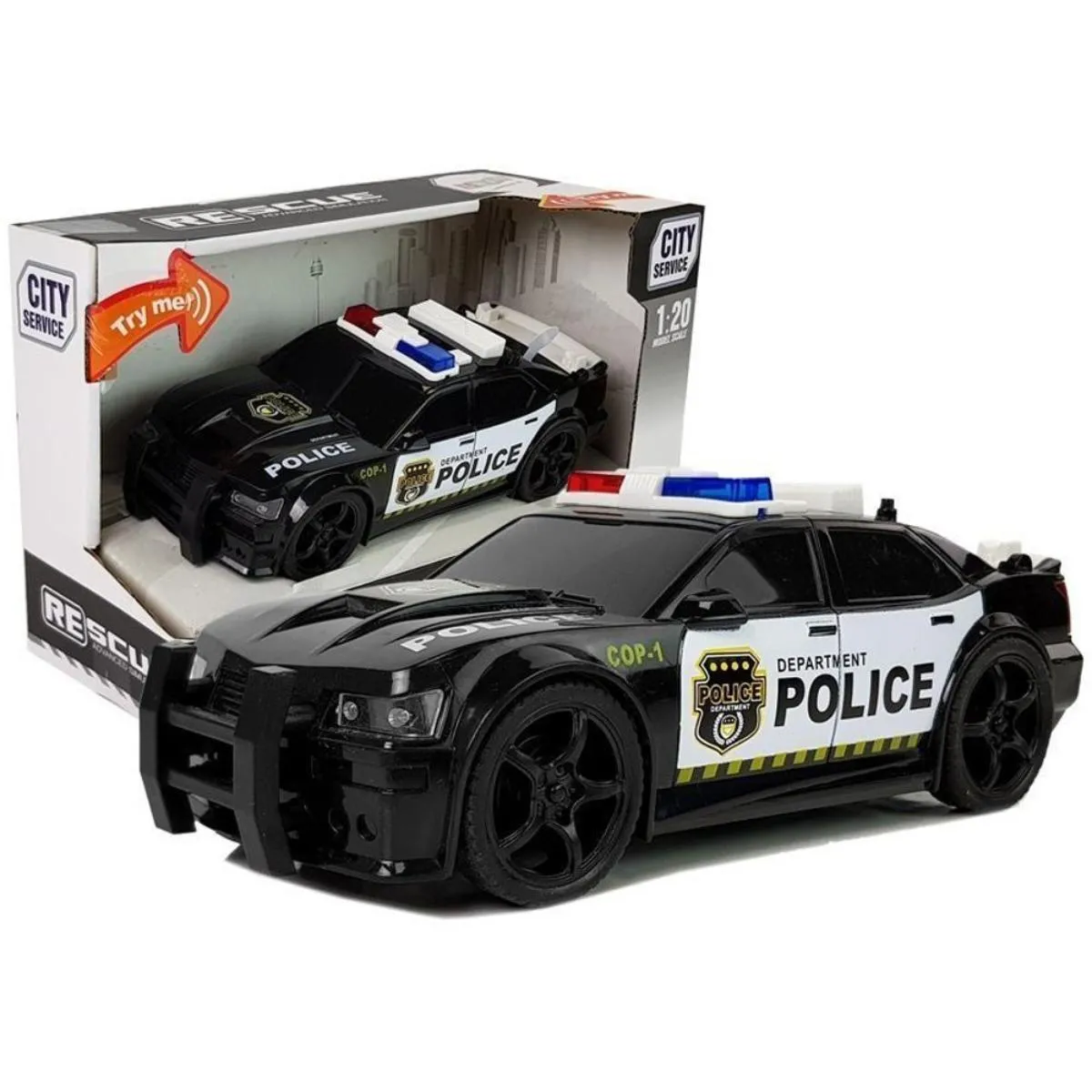 BURAGO AUTO POLICIJSKI 1:20 CRNI SA ZVUKOM I SVJETLOM B/O WENYI WY500A 918814 
