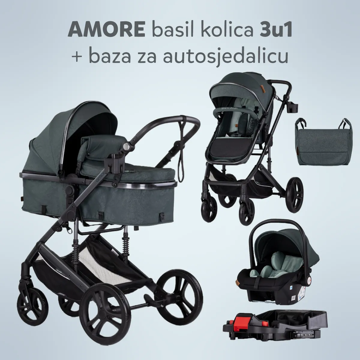 CHIPOLINO KOLICA AMORE 3U1 + BAZA ZA AUTOSJEDALICU