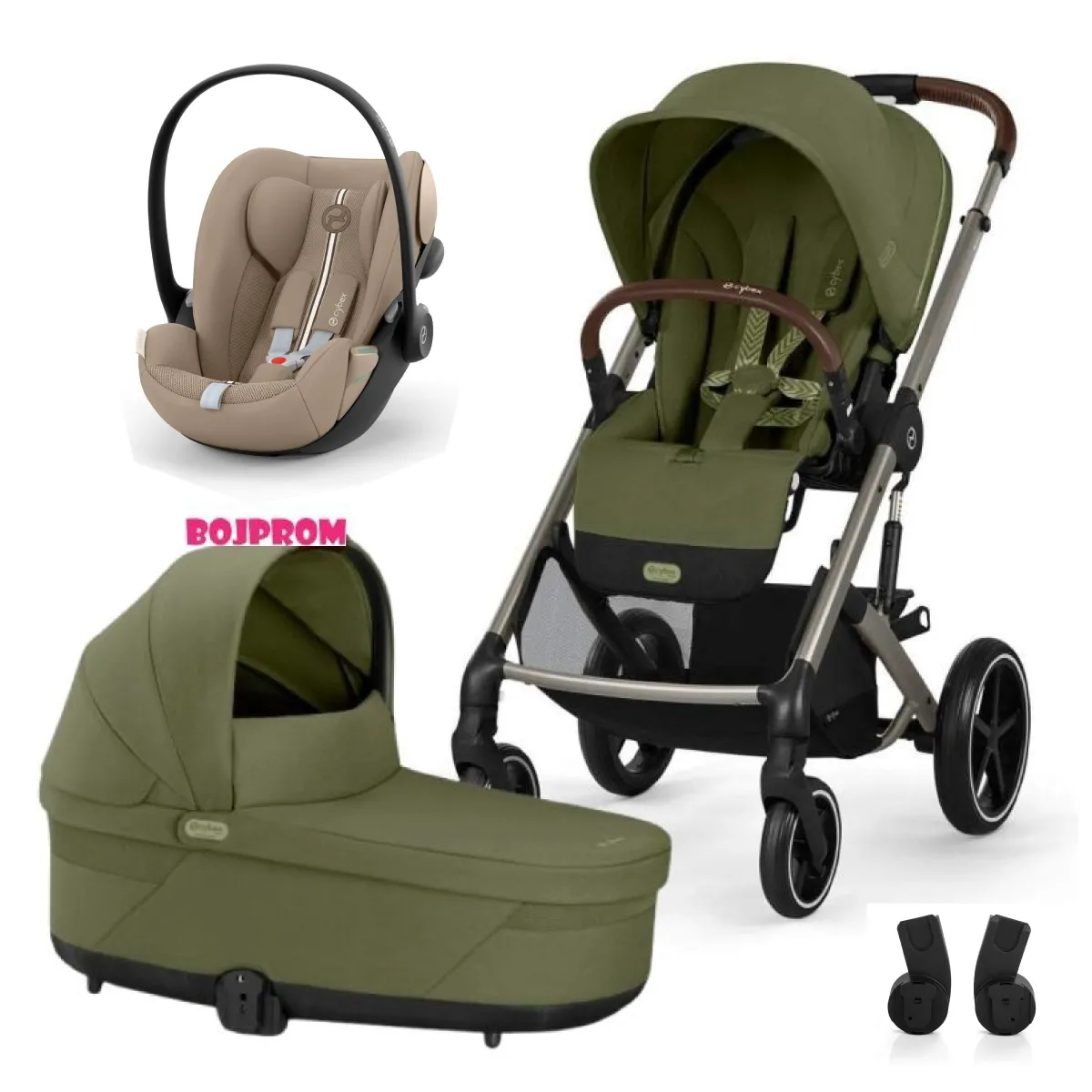 CYBEX KOLICA BALIOS 3U1 MOSS GREEN KHAKI SA SJEDALICOM CLOUD G I-SIZE PLUS ALMOND BEIGE 