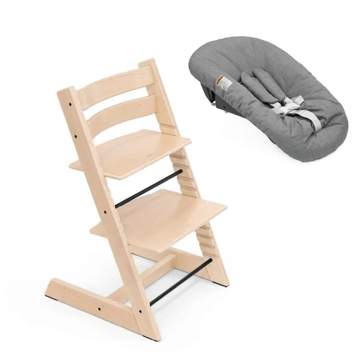STOKKE STOLICA ZA HRANJENJE TRIPP TRAPP NATURAL I BEBI SET ANTHRACITE
