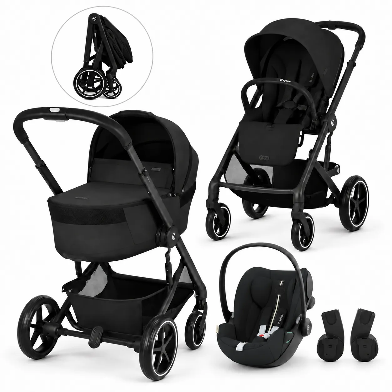 CYBEX KOLICA BALIOS 3U1 MOON BLACK KOLICA, SKLOPIVA KORPA, AUTOSJEDALICA CLOUD G3