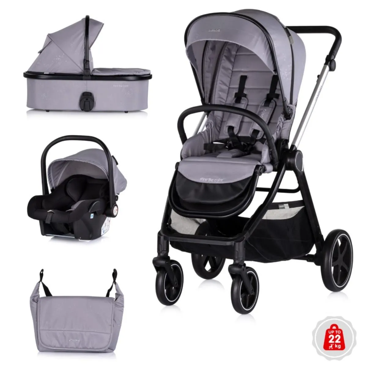 CHIPOLINO KOLICA MARBELLA 3U1 CLOUD GREY KKMRB02502CL