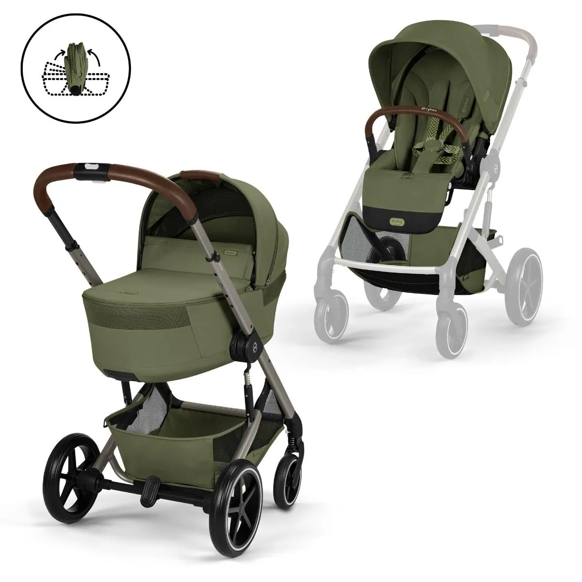 CYBEX KOLICA BALIOS S TPE + SKLOPIVA KORPA CC B MOSS GREEN KHAKI 526001695