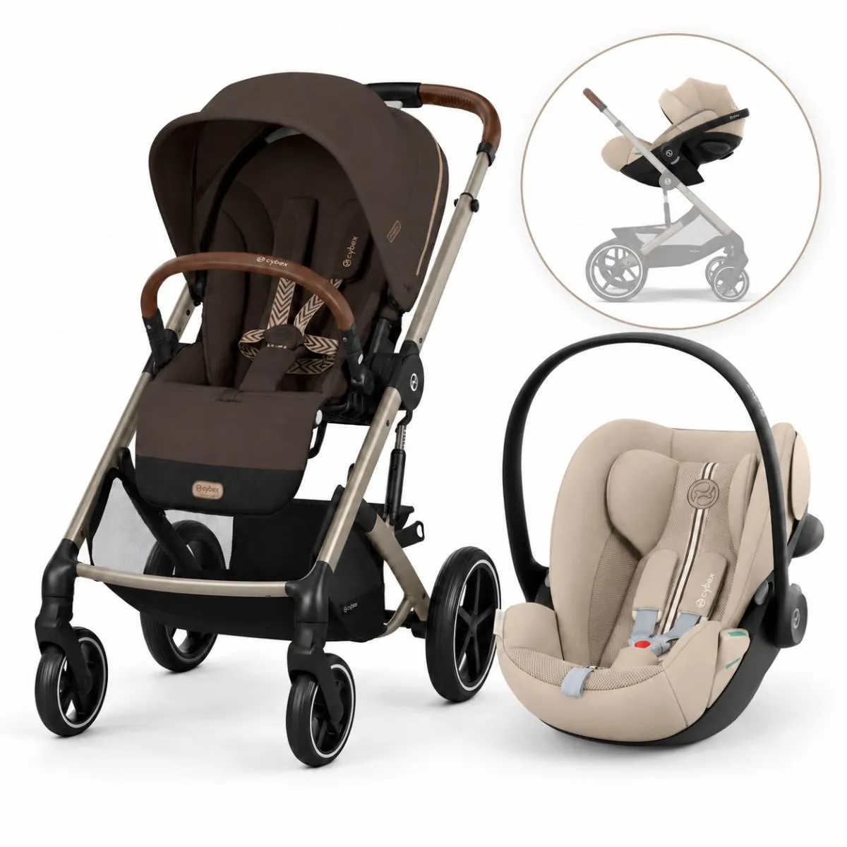 CYBEX KOLICA BALIOS 2U1 CHOCOLATE (KOLICA I AUTOSJEDALICA CLOUD G3 PLUS ALMOND BEIGE)
