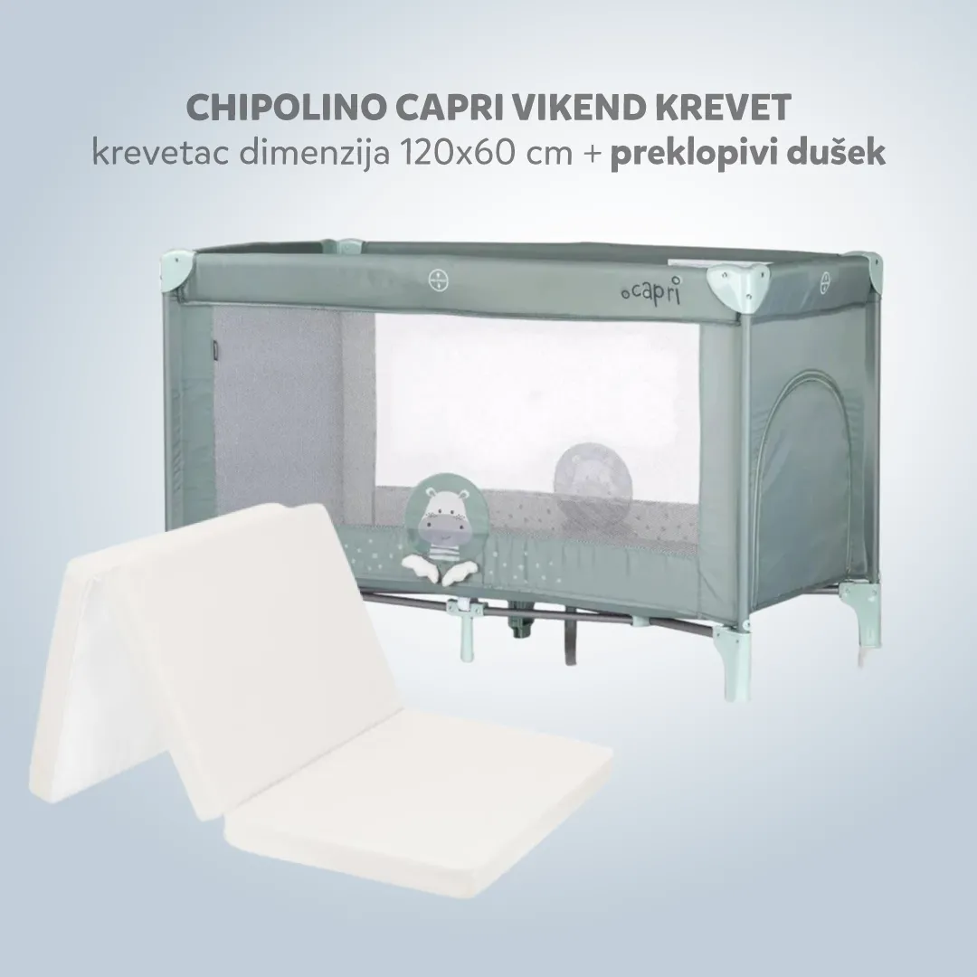 CHIPOLINO VIKEND KREVET CAPRI HIPPO GREEN KOSIK2503HI I PREKLOPIVI DUSEK LIGHT GREY 31107020048