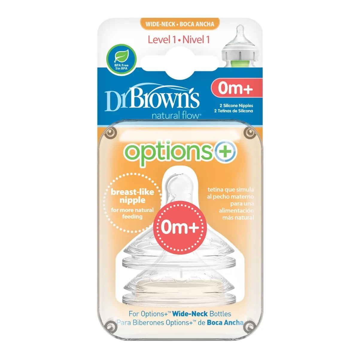 DR BROWNS OPTIONS+ SILIKONSKA CUCLA ZA WIDE NECK FLASICU VEL.1 2UPAK. WN1201