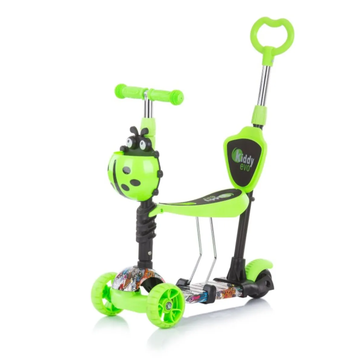 CHIPOLINO TROTINET KIDDY EVO W/HANDLE GREEN GRAFFITI DSKIEH022GG