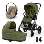 CYBEX KOLICA BALIOS 3U1 MOSS GREEN KHAKI SA SJEDALICOM CLOUD G I-SIZE PLUS ALMOND BEIGE 
