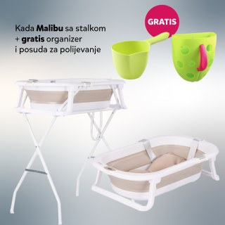 CHIPOLINO KADA SA STALKOM MALIBU BEIGE, DODATAK ZA KUPANJE GREEN I POSUDA ZA KOLIJEVANJE LITTLE FISH GREEN 