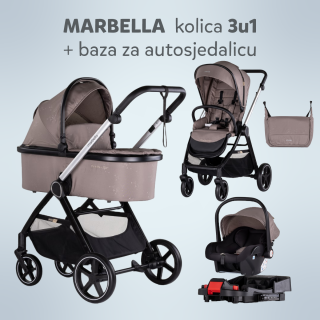 CHIPOLINO KOLICA MARBELLA TIRAMISU 3U1 + BAZA ZA AUTOSJEDALICU 