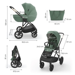 KINDERKRAFT KOLICA 3U1 PRIME 3 DARK GREEN 52467 