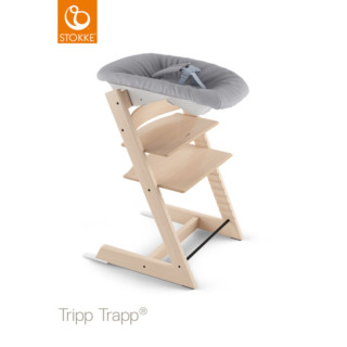 STOKKE STOLICA ZA HRANJENJE TRIPP TRAPP NATURAL 495201 + UMETAK ZA NOVOROĐENČE TRIPP TRAPP GREY 526101 