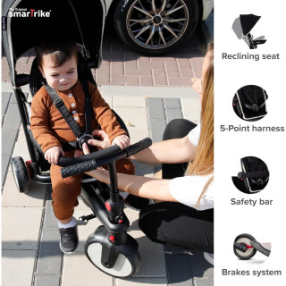 Smart Trike TRICIKL FOLDING STR 3 BLACK WITH CREAM PIPING 36909 