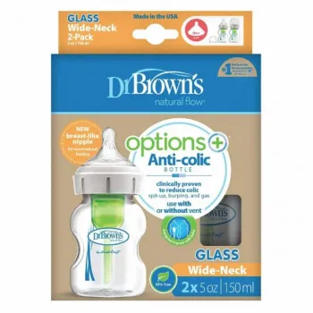 DR BROWNS STAKLENA WIDE NECK OPTIONS + FLASICA 150ML 2UPAK WB52730 