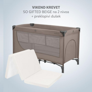 KIKKA BOO VIKEND KREVET SO GIFTED BEIGE 2026 2 LEVELS 31003010138 I PREKLOPIVI DUSEK LIGHT GREY 31107020048 