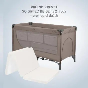 KIKKA BOO VIKEND KREVET SO GIFTED BEIGE 2026 2 LEVELS 31003010138 I PREKLOPIVI DUSEK LIGHT GREY 31107020048 