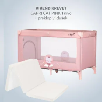 CHIPOLINO VIKEND KREVET CAPRI CAT PINK KOSIK2504CA I PREKLOPIVI DUSEK LIGHT GREY 31107020048 