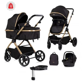 CHIPOLINO KOLICA PEARL NOIR KKPE02601NO I AUTOSJEDALICA PEARL NOIR STKPE0261NO I BAZA ZA AUTOSJED 