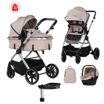 CHIPOLINO KOLICA PEARL LATTE KKPE02603LA I AUTOSJEDALICA PEARL LATTE STKPE0263LA I BAZA ZA AUTOSJEDALICE DUO S 