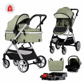 CHIPOLINO KOLICA VISTA  3U1 BASIL KKVS02505BA + BAZA ZA AUTOSJEDALICU AMORE,AURA,VISTA,MARBELLA STKBS0251AA 