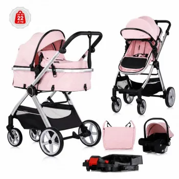CHIPOLINO KOLICA VISTA  3U1 PINK MARSHMALLOW KKVS02506PM + BAZA ZA AUTOSJEDALICU VISTA 