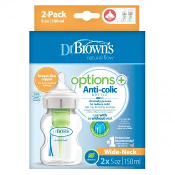 DR BROWNS PLASTICNA WIDE NECK FLASICA 150ML WB52600 2UPAK. 