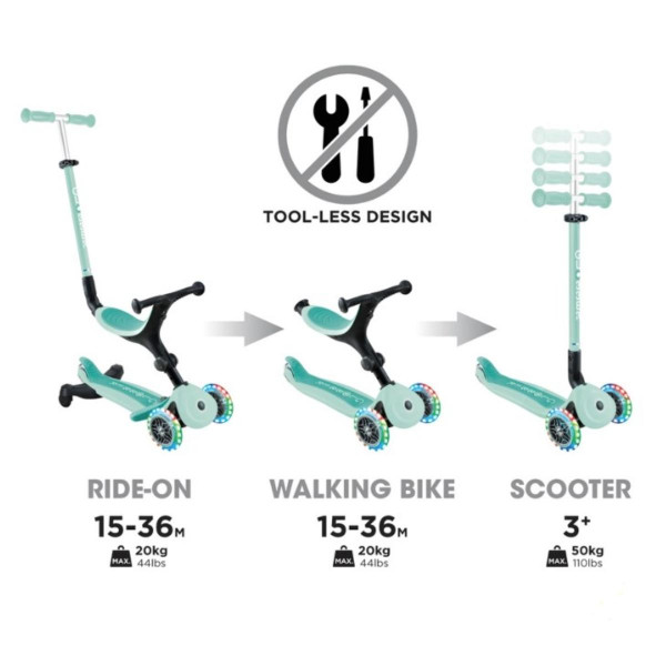 GLOBBER TROTINET GO UP ACTIVE LIGHTS 360 MINT NTGB0000749-206 