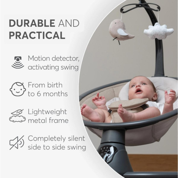 KIKKA BOO EL.LJULJA TWIDDLE GREY 2024 31005010077 