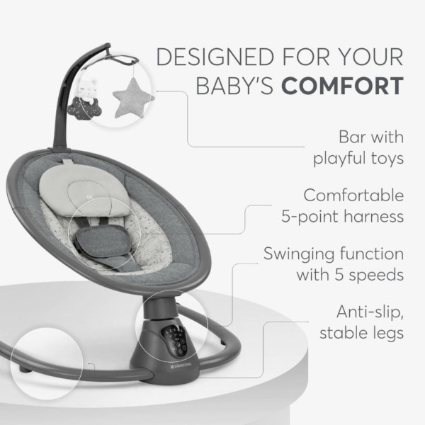 KIKKA BOO EL.LJULJA TWIDDLE GREY 2024 31005010077 