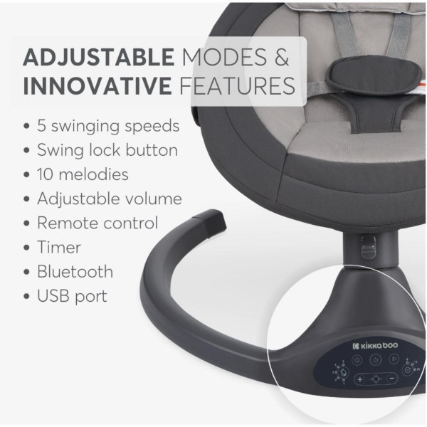 KIKKA BOO EL.LJULJA CODIE DARK GREY 2025 31005010092 