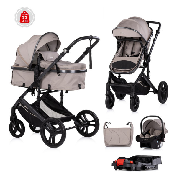 CHIPOLINO KOLICA AMORE LATTE 3U1 KKAM02603LA + BAZA ZA AUTOSJEDALICU AMORE,AURA,VISTA,MARBELLA STKBS0251AA 