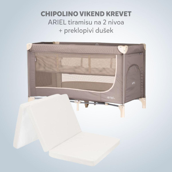 CHIPOLINO VIKEND KREVET ARIEL TIRAMISU KOSIAR252TR I PREKLOPIVI DUSEK LIGHT GREY 31107020048 