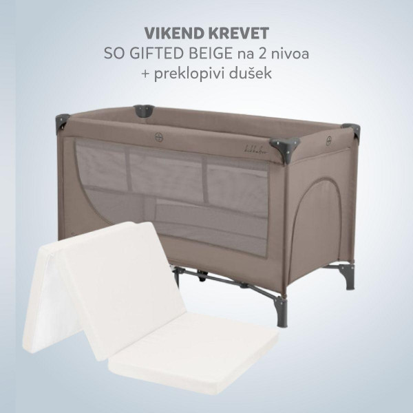 KIKKA BOO VIKEND KREVET SO GIFTED BEIGE 2026 2 LEVELS 31003010138 I PREKLOPIVI DUSEK LIGHT GREY 31107020048 