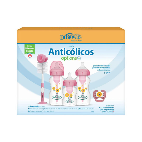 DR BROWNS POKLON SET PAKOVANJE FLASICA ROZE 2X270ML,1X150ML,2 CUCLE,CETKA WB03610 