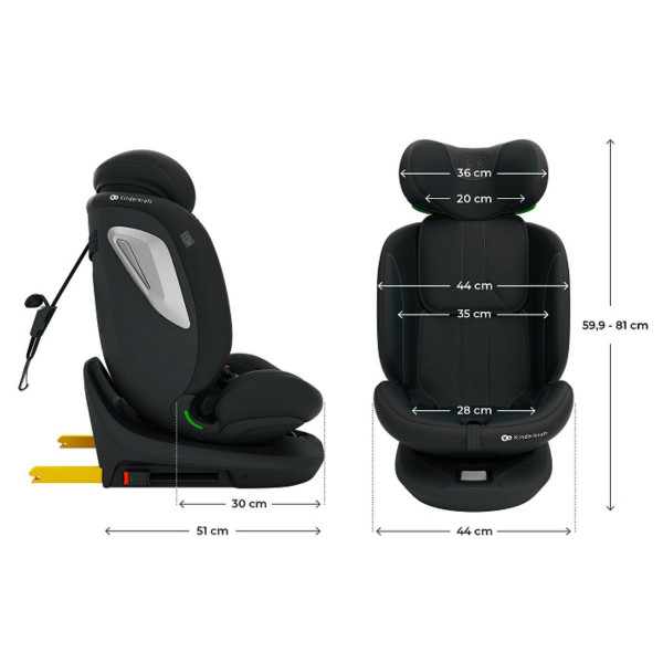 KINDERKRAFT AUROSJEDALICA I-GROW 2 PLUS I-SIZE BLACK 54780 