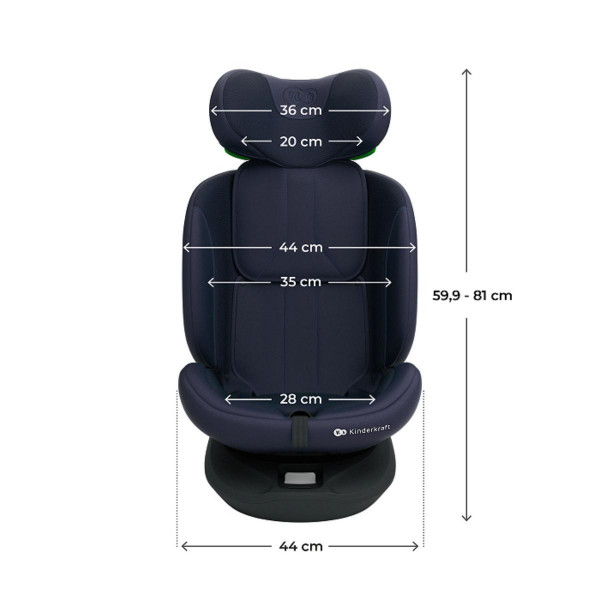 KINDERKRAFT AUROSJEDALICA I-GROW 2 PLUS I-SIZE BLACK 54780 
