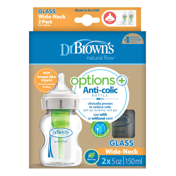 DR BROWNS STAKLENA WIDE NECK OPTIONS + FLASICA 150ML 2 U PAKOVANJU WB52700 
