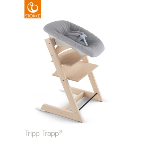 STOKKE STOLICA ZA HRANJENJE TRIPP TRAPP NATURAL 495201 + UMETAK ZA NOVOROĐENČE TRIPP TRAPP GREY 526101 
