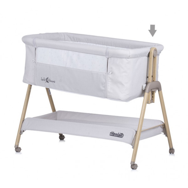 CHIPOLINO KOLIJEVKA SWEET DREAMS GREY STARS/WOOD KOSSD0214SG 