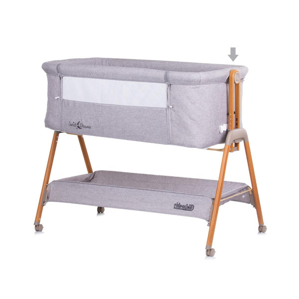 CHIPOLINO KOLIJEVKA SWEET DREAMS GREY/WOOD+WHEELS KOSSD0231GY 