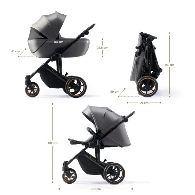 KINDERKRAFT KOLICA 3U1 PRIME 2 MINK PRO SHADOW GREY 41238 