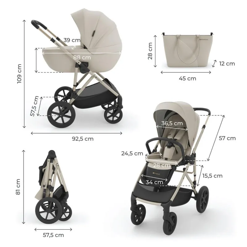 KINDERKRAFT KOLICA 3U1 PRIME 3 SAND DUNE 52464