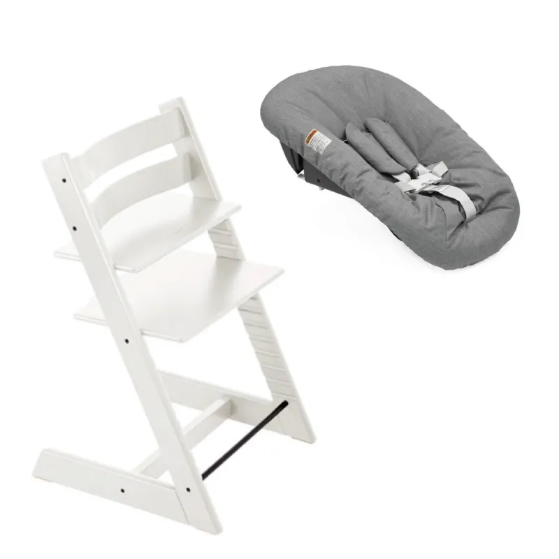 STOKKE STOLICA ZA HRANJENJE TRIPP TRAPP WHITE I BEBI SET TRIPP TRAPP ANTHRACITE
