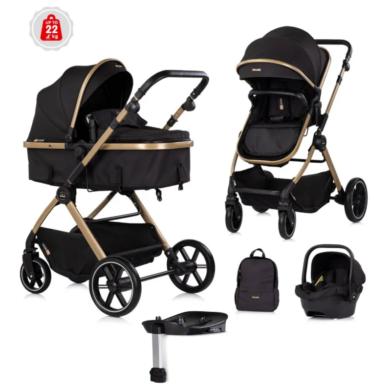 CHIPOLINO KOLICA PEARL NOIR KKPE02601NO I AUTOSJEDALICA PEARL NOIR STKPE0261NO I BAZA ZA AUTOSJED
