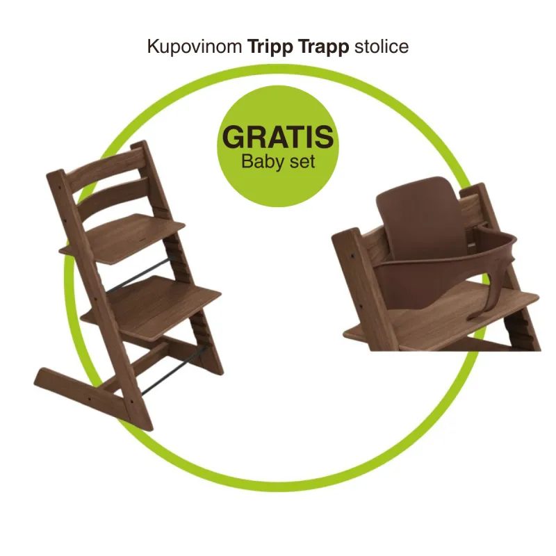 STOKKE STOLICA ZA HRANJENJE TRIPP TRAPP I BABY SET 6+ OAK WARM BROWN 495206