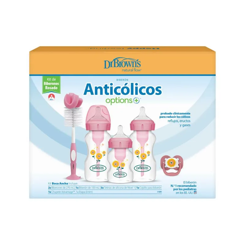 DR BROWNS POKLON SET PAKOVANJE FLASICA ROZE 2X270ML,1X150ML,2 CUCLE,CETKA WB03610