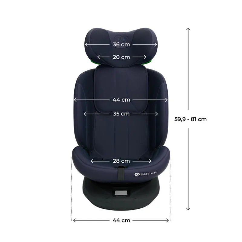 KINDERKRAFT AUTOSJEDALICA I-GROW 2 PLUS I-SIZE BLACK 54780
