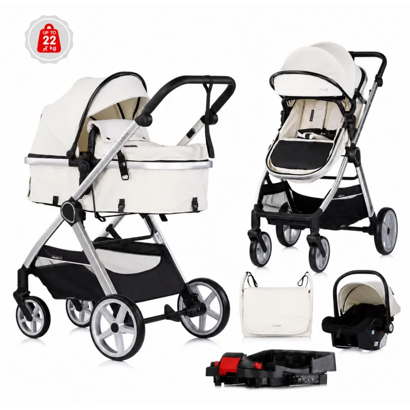 CHIPOLINO KOLICA VISTA 3U1 BISCOTTA KKVS02504BI + BAZA ZA AUTOSJEDALICU AMORE,AURA,VISTA,MARBELLA STKBS0251AA
