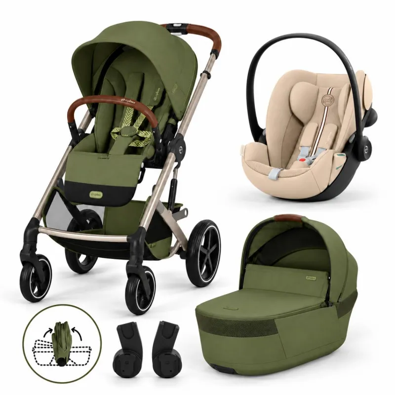 CYBEX KOLICA BALIOS + SKLOPIVA KORPA MOSS GREEN KHAKI I AUTOSJEDALICA CLOUD G3 PLUS ALMOND BEIGE