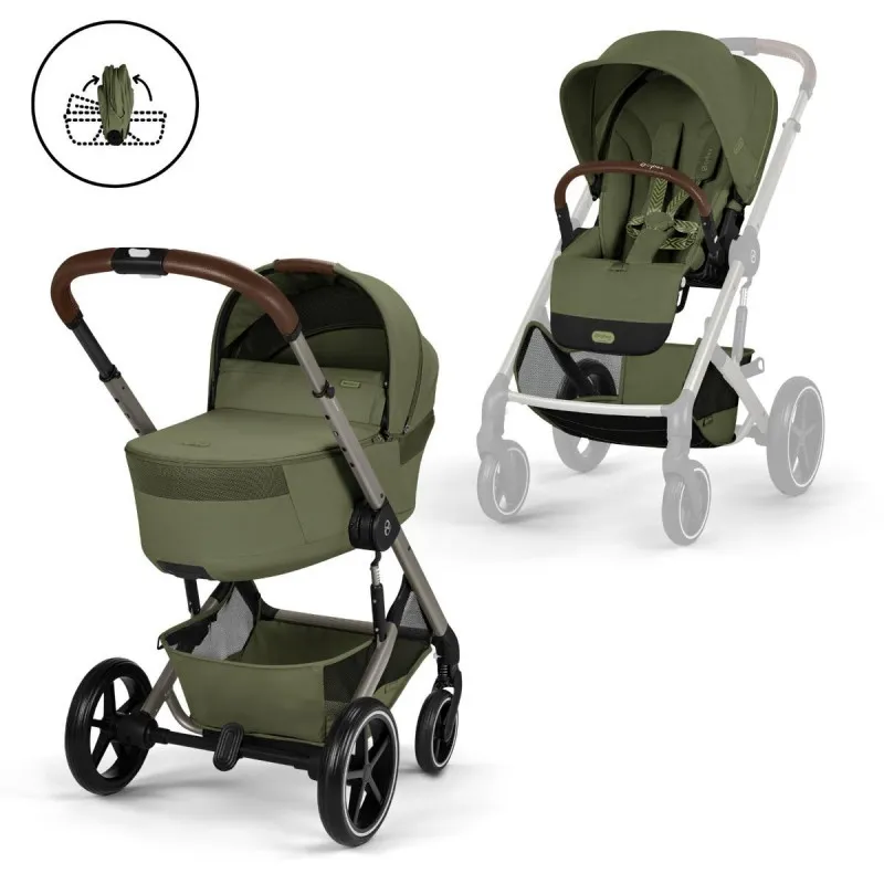 CYBEX KOLICA BALIOS + SKLOPIVA KORPA MOSS GREEN KHAKI I AUTOSJEDALICA CLOUD G3 PLUS MOON BLACK